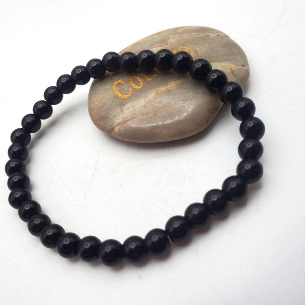 Black round ball beaded bracelet‎